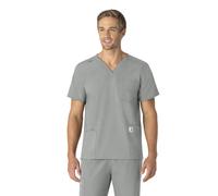 Carhartt Force Essentials Unisex V-Neck 6-Pocket Scrub Top, Grey, XL
