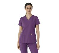 Carhartt Force Essentials Women's V-Neck Scrub Top, Eggplant, 4XL