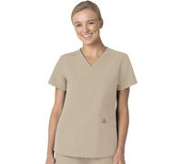 Carhartt Force Essentials Women's V-Neck Scrub Top, Khaki, 3XL