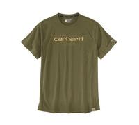 Carhartt Men's 106653 Force® Relaxed Fit Midweight Short-Sleeve Logo Gr, Dark Bronzed Green, Large
