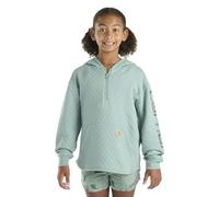 Carhartt Girls' Hoodie Fleece Half-Zip Pullover Hooded Sweatshirt, Green, 6