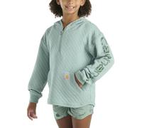 Carhartt Girls' Hoodie Fleece Half-Zip Pullover Hooded Sweatshirt, Green, 6