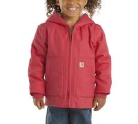 Carhartt Girls' Zip Front Canvas Insulated Hooded Active Jac, Dark Pink