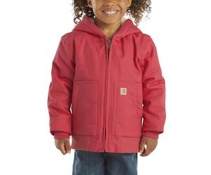 Carhartt Girls' Zip Front Canvas Insulated Hooded Active Jac, Dark Pink