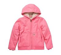 Carhartt Girls Zip Front Canvas Insulated Hooded Active Jac, Pink Lemonade, 14