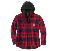 Carhartt Herren Rugged Flex Relaxed Fit Flannel Fleece Lined Hooded Jac Work Utility Button Down Shirt