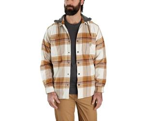 Carhartt Herren Rugged Flex Relaxed Fit Flannel Fleece Lined Hooded Jac Work Utility Button Down Shirt