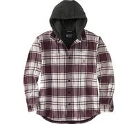 Carhartt Men's Rugged Flex Relaxed Fit Flannel Fleece Lined Hooded Shirt Jac Work Utility Button, Malt, M