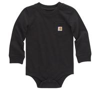 Carhartt Unisex Kids Bodysuit with Long Sleeve Pockets, Caviar Dark Black, 3 Months