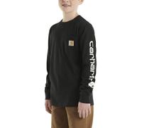 Carhartt Boys' Long Sleeve Crewneck T-Shirt with Pocket, Caviar Dark Black, 6