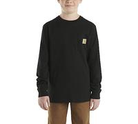 Carhartt Boys' Knit Long Sleeve Crewneck T-Shirt, Caviar Dark Black, M
