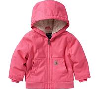 Carhartt Baby Girls' Sherpa-Lined Hooded Canvas Zip-Up Jacket, Pink Lemonade, 18 Months
