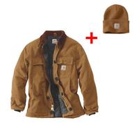 Carhartt Loose Fit Firm Duck Insulated Traditional Coat Carhartt Brown Xl Includes Carhartt Brown Beanie
