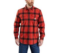 Carhartt Loose Fit Heavyweight Flannel Long Sleeve Plaid Shirt Chili Pepper MD (Reg), Red