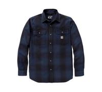 Carhartt Loose Fit Heavyweight Flannel Long-Sleeve Plaid Shirt Deep Smoke Blue M