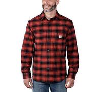 Carhartt Male Flannel shirt - rugged flex™ relaxed fit midweight flannel long-sleeve plaid shirt - Red - L