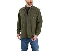 Carhartt Men's Rugged Flex Relaxed Fit Canvas Fleece-Lined Shirt Jac, Basil, X-Large