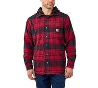 Carhartt - Flannel Fleece Lined Hooded Shirt Jacket - Shirt size XL, red