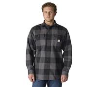 Carhartt Men’s Loose Fit Heavyweight Flannel Long-Sleeve Plaid Shirt, Gravel, S