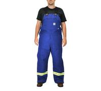 Carhartt Men's 101628 Flame-Resistant Striped Duck Bib Overall - Quilt Lined 36W x 32L Royal Blue