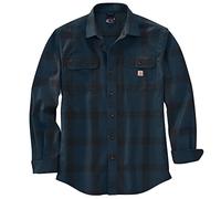 Carhartt Men's 105439 Loose Fit Heavyweight Flannel Long-Sleeve Plaid Shirt, Night Blue, XXL