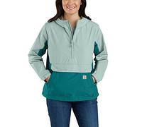 Carhartt Women's Rain Defender Loose Fit Lightweight Packable Anorak, Shaded Spruce/Blue Surf, S