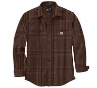 Carhartt Men's 105947 Loose Fit Heavyweight Flannel Long-Sleeve Plaid Shirt, Chestnut, S