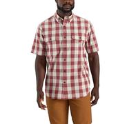 Carhartt Men's 106140 Loose Fit Midweight Short-Sleeve Plaid Shirt, Apple Butter, S