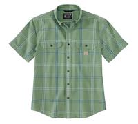 Carhartt Men's 106140 Loose Fit Midweight Short-Sleeve Plaid Shirt, Loden Frost, Medium