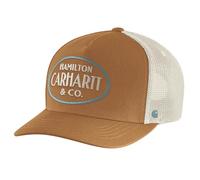 Carhartt Men's 106740 Twill Mesh-Back Hamilton Embroidered Cap, Carhartt Brown, One size
