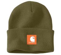 Carhartt Men's 106920 Knit Rubber Patch Beanie, Dark Bronzed Green, One size