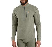 Carhartt Men's Base Force Heavyweight Quarter-Zip Layer Top, Burnt Olive Heather, M