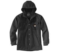 Carhartt Men's Big & Tall Rain Defender Relaxed Fit Heavyweight Hooded Shirt Jacket, Black Heather, 3X-Large