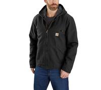 Carhartt Men's Big & Tall Relaxed Fit Washed Duck Sherpa-Lined Jacket, Black, Small