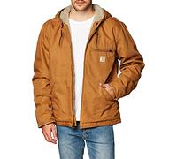 Carhartt Men's Big & Tall Relaxed Fit Washed Duck Sherpa-Lined Jacket, Brown, Medium
