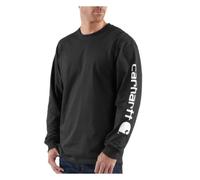 Carhartt Men's Big & Tall Signature Sleeve Logo Long Sleeve T-Shirt Original Fit,Black,XX-Large Tall