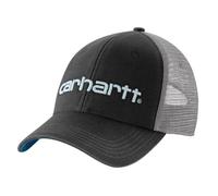 Carhartt Men's Canvas Mesh-Back Logo Graphic Cap, Black/Dark Horizon Blue, One size