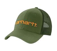 Carhartt Men's Canvas Mesh-Back Logo Graphic Cap, Chive, One size