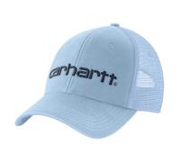 Carhartt Men's Canvas Mesh-Back Logo Graphic Cap, Fog Blue, One Size