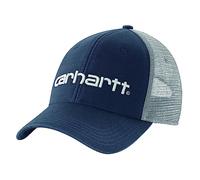 Carhartt Men's Canvas Mesh-Back Logo Graphic Cap, Navy/White, One Size