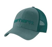 Carhartt Men's Canvas Mesh-Back Logo Graphic Cap, Sea Pine, One Size