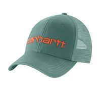 Carhartt Men's Canvas Mesh-Back Logo Graphic Cap, Slate Green, OFA