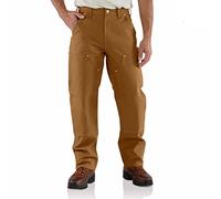 Carhartt mens Carhartt Men's Firm Double Front Duck Utility Work Dungaree Solid Pants - Brown -