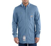 Carhartt Men's Flame Resistant Force Cotton Hybrid Shirt, Medium Blue, 2X-Large