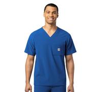 Carhartt Men's Force Cross-Flex Modern Fit Chest Pocket V-Neck Top Medical Scrubs Shirt, Royal, Large