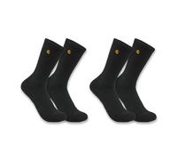 Carhartt Men's Force Midweight Crew Sock 2 Pack Work, Black, Large