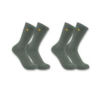 Carhartt Men's Force Midweight Crew Sock 2 Pack Work, Dusty Olive, Large (Pack of 2)