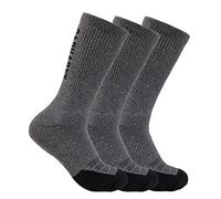 Carhartt Men's Force Midweight Logo Crew 3 Pack Socks, Carbon Heather, L UK