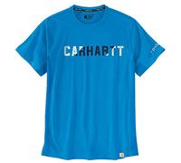 Carhartt Men's Force Relaxed Fit Midweight Short-Sleeve Block Logo Graphic T-Shirt, Azure Blue, Large