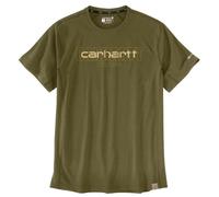 Carhartt Men's 106653 Force® Relaxed Fit Midweight Short-Sleeve Logo Gr, Dark Bronzed Green, Large